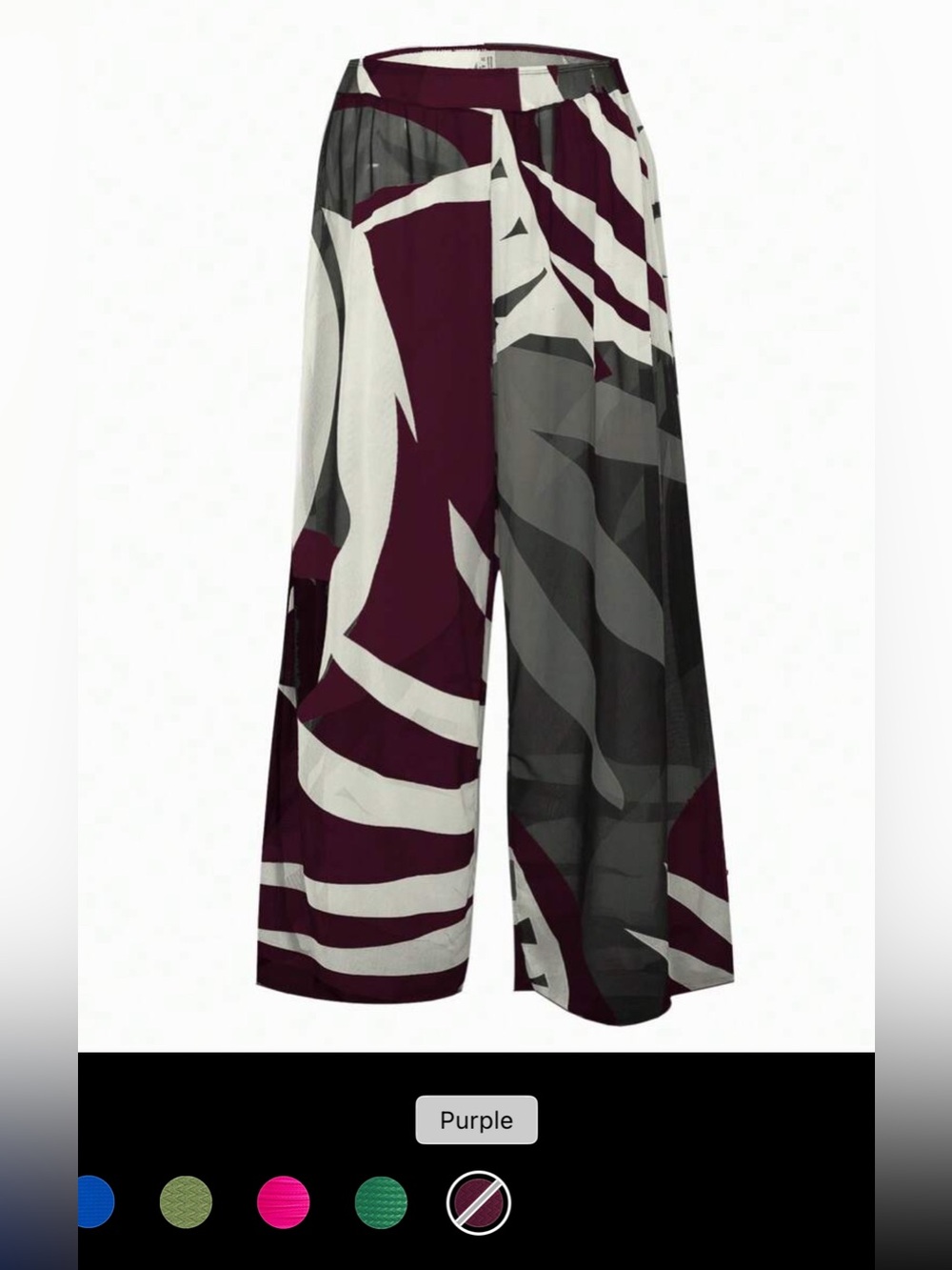 Wide Leg Printed Palazzo Pants in Purple and White
